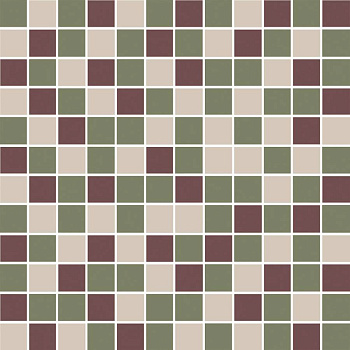 Декор Темари мозаичный микс зелёный, бордовый, бежевый светлый матовый 29,8x29,8x0,35