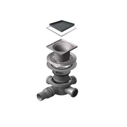 13000087 Точечный трап 150х150 мм Confluo Standard Ceramic 3, полая под плитку, с рамкой Исполнение: Хром 