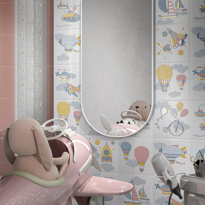 Керамический бордюр DC\A39\5009 Бон Вояж белый, желтый (20см*6,3см*6,9мм) (32шт/0,403м2) Детская кол, шт.