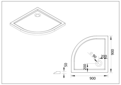 Поддон для душа акриловый VST-5AQ-9090, 900*900*50