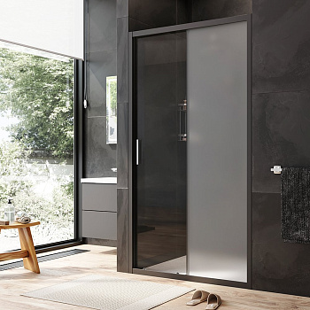 W90G-110-1-195BM Gem Solo Дверь душевая 110х195, стекло матовое, профиль Черный матовый