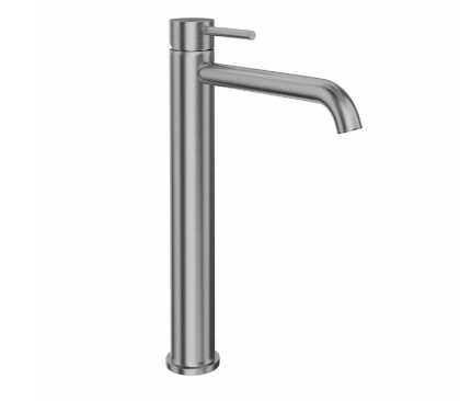 Смеситель для раковины ETERNA однорычажный, высокий, без донного клапана 3/8”, нержавеющая сталь