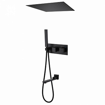 Душевая система ABBER Daheim AF8254B скрытого монтажа с изливом, термостат, черная матовая Душевая система ABBER Daheim AF8254B скрытого монтажа с изливом, термостат, черная матовая