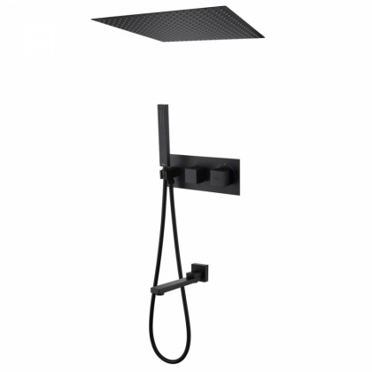 Душевая система ABBER Daheim AF8254B скрытого монтажа с изливом, термостат, черная матовая Душевая система ABBER Daheim AF8254B скрытого монтажа с изливом, термостат, черная матовая