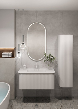 OVALE 1 полка рифленая 100CM БЕЛАЯ тумба + раковина OV1110100-100 Boheme
