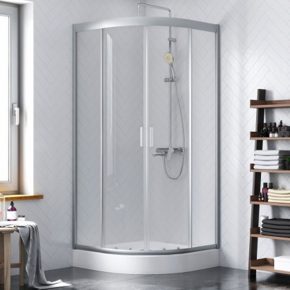 DX35WG-301-090MT Душ.огражден.Skyline Round  90х90х190, профиль мат Хром, стекло прозрачное, б/поддо