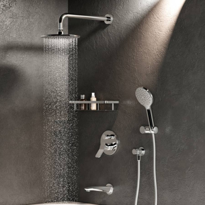 FB85A3RH10 X-Joy, набор: встроеный см-ль д/в/душа, верхний душ 220 мм, излив, ручн.душ, хром