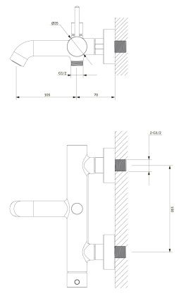 Смеситель для ванны с душевым комплектом OMNIRES Y Y1231BL (черный)
