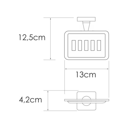 Мыльница решетка Rhin, 13х4,2х12,5 см, хром, K-8769