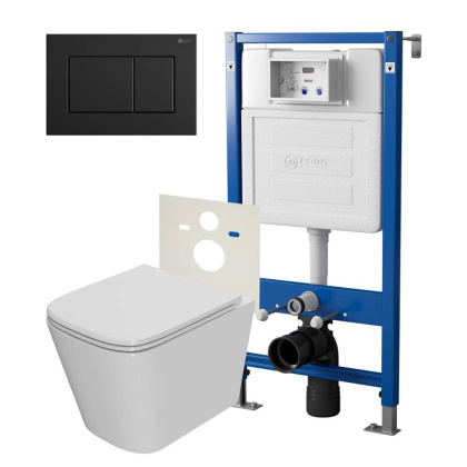 Сет: Система инсталляции Point Элемент для подвесного унитаза PN45120 + Клавиша смыва для инсталляции Point Ника, черная матовая, PN44081BM + Унитаз подвесной Point Ника безободковый, сиденье микролифт PN41081 Сет: Система инсталляции Point Элемент для подвесного унитаза PN45120 + Клавиша смыва для инсталляции Point Ника, черная матовая, PN44081BM + Унитаз подвесной Point Ника безободковый, сиденье микролифт PN41081