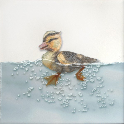 Декор VT\A457\5009 Чудо-озеро 3 белый, голубой (20см*20см*6,9мм) (10шт/0,4м2) Утенок, шт