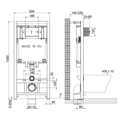 Комплект 2в1: Инсталляция Lemark PENEDA для унитазов с кнопкой смыва BIT хром матовый Комплект 2в1: Инсталляция Lemark PENEDA для унитазов с кнопкой смыва BIT хром матовый