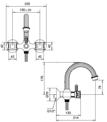 OLIMP-VD-01-Sw Смеситель для ванны, хром, ручки sarowski
