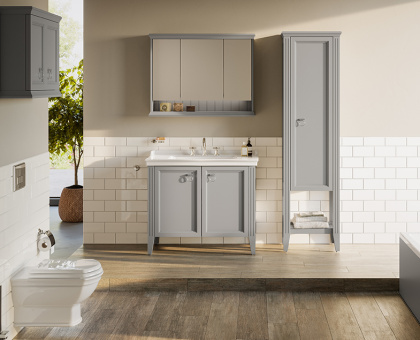 Пенал Valarte 55 см левосторонний, цвет серый матовый