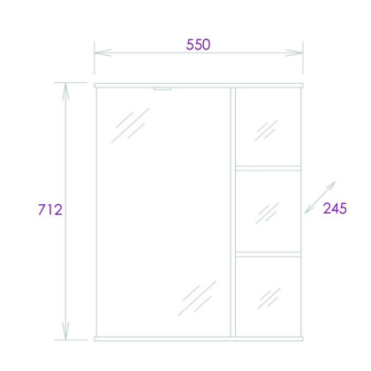 Шкаф-зеркало Onika Карина 55 белый, левый, с подсветкой