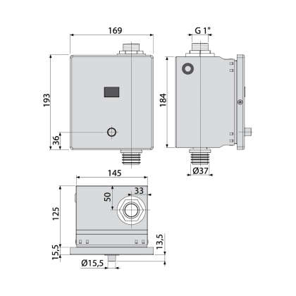 Устройство автоматического смыва для унитаза с возможностью мануального смыва, металл, 6 B (подключение к аккумулятору)