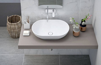 TITAN-ROUND-60-39-14-LVB Накладная раковина из литьевого мрамора Цвет Белый 