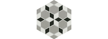 Декор 8 VT\A291\SG1010 Кальсада Черный/Белый/Серый (12см*10,4см*7мм) (45шт/0,561м2) Шестиугольник, шт