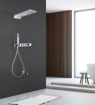 Душевая система ABBER Rund AF8753 скрытого монтажа с изливом, термостат, хром Душевая система ABBER Rund AF8753 скрытого монтажа с изливом, термостат, хром