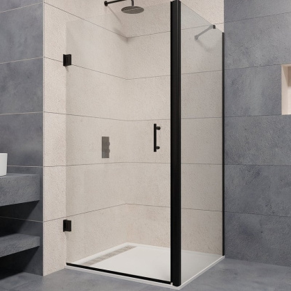 Душевой уголок  70* 70*195 RGW PA-36-B (PA-06B+Z-050-2B+держ) Прямоуг./Чёрный/Прозрачное/6 мм