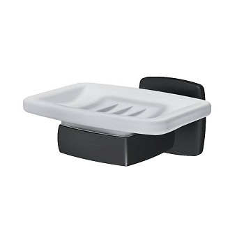 Стеклянная мыльница Gem с настенным держателем, 5х12х10,4 см, белая, A9034222