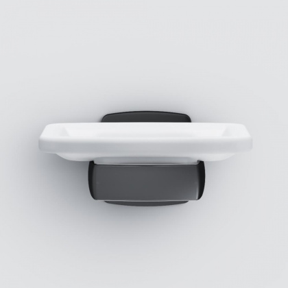 Стеклянная мыльница Gem с настенным держателем, 5х12х10,4 см, белая, A9034222