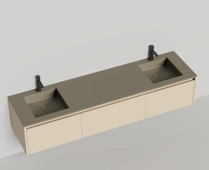 Подвесная тумба Domino 2000, эмаль, для двух встраиваемых раковин, гладкий фасад