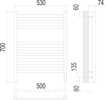 Полотенцесушитель Terminus Ното П9 500х700 электро Полотенцесушитель Terminus Ното П9 500х700 электро