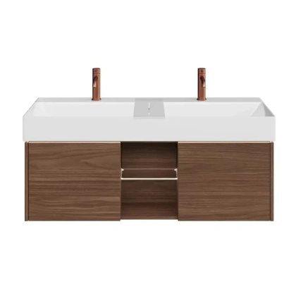 Тумба GRANDE подвесная 120, 2 ящика + открытая зона, структурированный орех