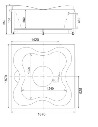 Акриловая ванна Gemy 187х187 G9089 K L