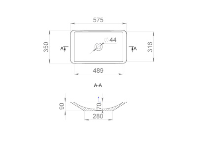 Раковина Salini CALLISTA 107 1101207SMRF S-Stone покраска по RAL полностью, накладная, матовая