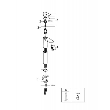 Смеситель для свободностоящей раковины GROHE BauEdge, XL-Size, хром (23761000) Смеситель для свободностоящей раковины GROHE BauEdge, XL-Size, хром (23761000)