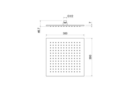 Квадратный верхний душ  300*300*7 мм AQUATEK, матовый черный AQ2078MB 