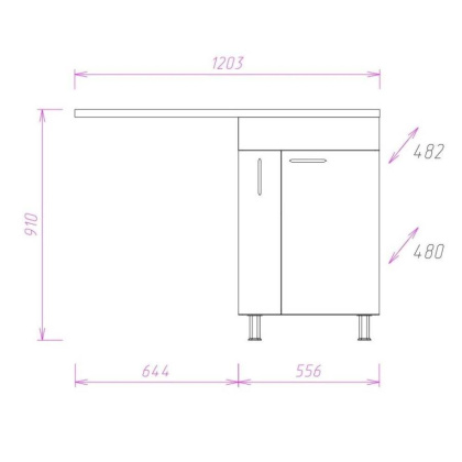 Тумба Onika Нави 60 напольная, под стиральную машину, белая (ум.Onika 120)