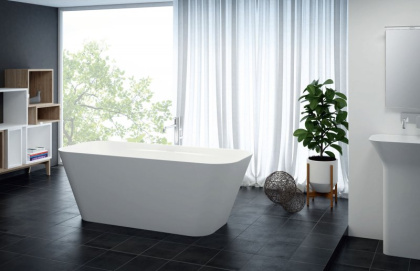 TITAN-SQUARE-50-38-90-LVB-FS Напольная раковина из литьевого мрамора Цвет Белый 