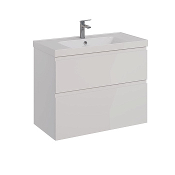 Тумба Lemark VEON 90см под 1 раковину, подвесная/напольная, 2 ящика, цвет корпуса, фасада: Белый глянец