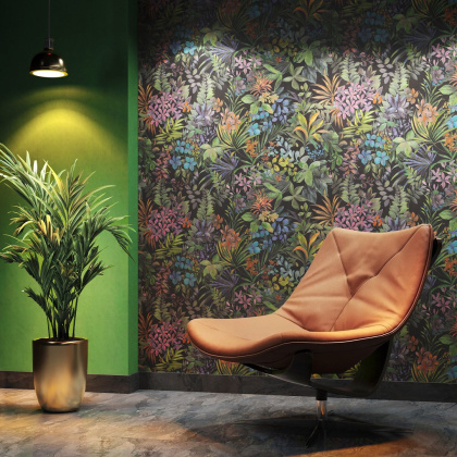 Обои виниловые Джангл мотив, чёрный цветной