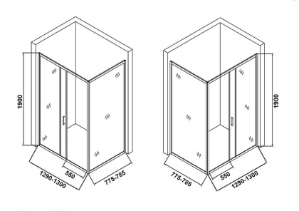 Душевой уголок Orange E23-13080TCR без поддона 130х80, стекло прозрачное