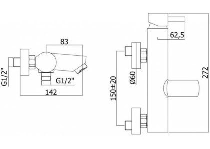 Смеситель для ванны с душем Paffoni Stick SK022CR Смеситель для ванны с душем Paffoni Stick SK022CR