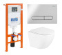 Комплект 3 в 1 Унитаз подвесной с сиденьем BelBagno UNO BB3105CHR/SC + Система инсталляции для унитазов BelBagno BB002-80  с кнопкой смыва BB014-SR-BI