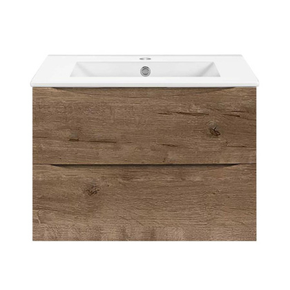 База под керамическую раковину Mia Slim 600 подвесная, 2 выкатных ящика soft close, V.Oak