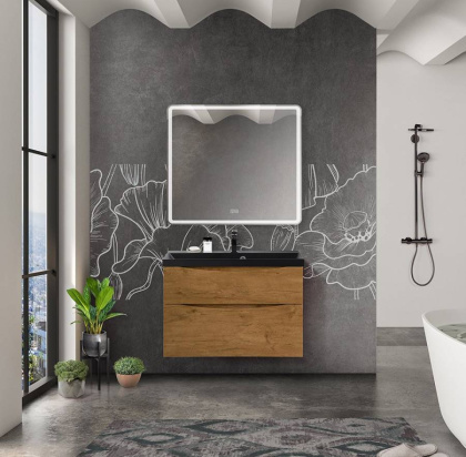 Тумба с раковиной подвесная BelBagno MARINO-H60 90 Rovere Nature, раковина белая