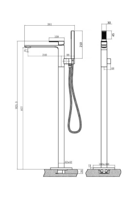 Orange Lutz M04-336b Однозахватный напольный смеситель для ванны