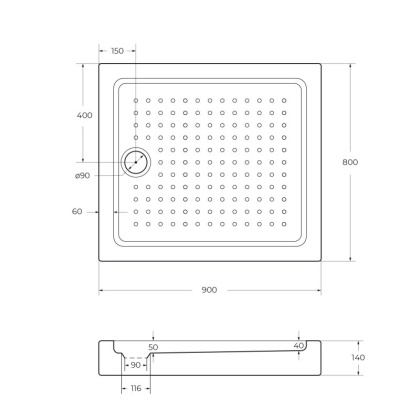 Акриловый поддон CEZARES TRAY-A-AH-120/100-15-W