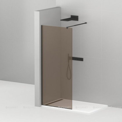 LIBERTA-L-1-80-BR-NERO Душевая перегородка с односторонним входом, стекло бронза, профиль чёрный, 800x1950 мм LIBERTA-L-1-80-BR-NERO Душевая перегородка с односторонним входом, стекло бронза, профиль чёрный, 800x1950 мм