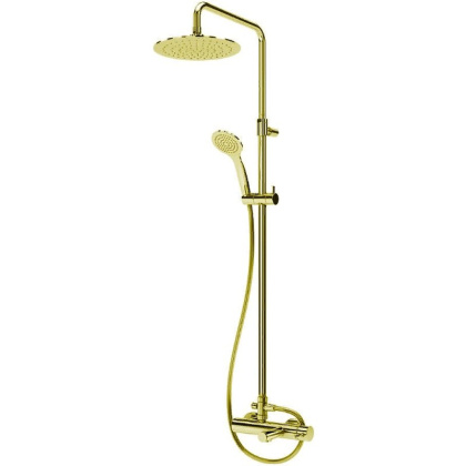 CZR-B-CVD-SR Душевая стойка со смесителем для ванны, верхним и ручным душем, верхний душ из нержавеющей стали диаметр 250 мм, исполнение золото матовое CZR-B-CVD-SR Душевая стойка со смесителем для ванны, верхним и ручным душем, верхний душ из нержавеющей стали диаметр 250 мм, исполнение золото матовое