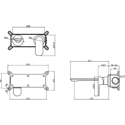 Agger Gorgeous A0272244 Однозахватный смеситель для раковины встраиваемый с внутренней частью, черный
