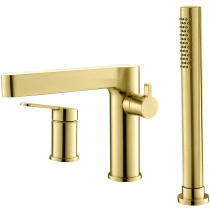 DELTA Смеситель на борт ванны с ручным выдвижным душем, брашированное золото, DEL-BVD3-BORO