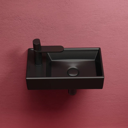 Умывальник подвесной прямоугольный (чаша справа, отверстие под смеситель слева) цвет черный матовый Element 407*217*100
