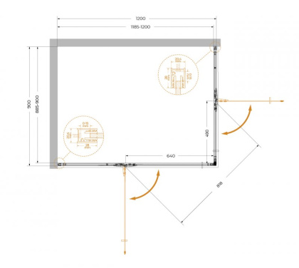 LINER-AH-2-120/90-C-Cr-L Душевой уголок
